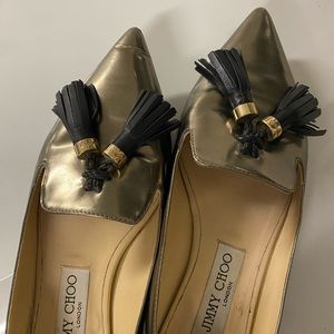 Jimmy Choo Metallic Silver Tassel Flats